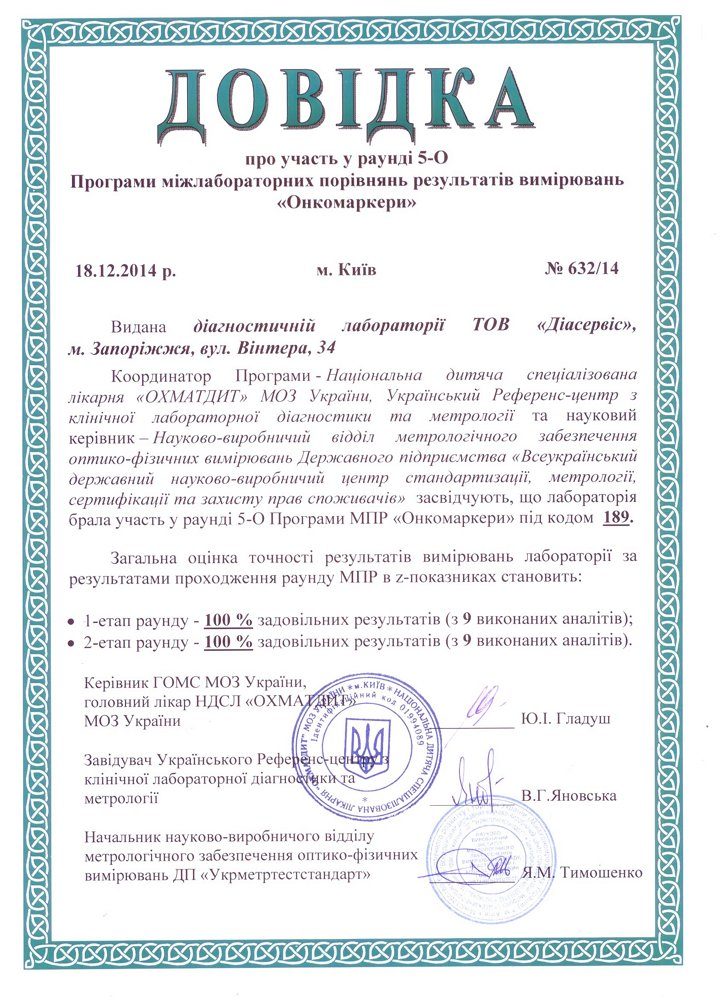 Довідка про точність результатів лабораторних досліджень 3